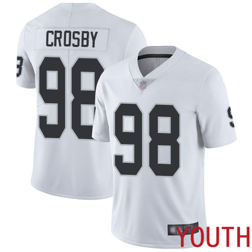 Oakland Raiders Limited White Youth Maxx Crosby Road Jersey NFL Football #98 Vapor Untouchable Jersey